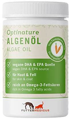 Futtermedicus Optinature Algenölkapseln | 80 Stück | Ergänzungsfuttermittel für Hunde und Katzen | Mit Omega-3-Fettsäuren DHA & EPA | Für vegane Fütterung oder bei Fischallergien