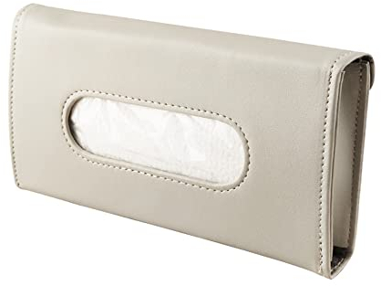 Qirc Car Tissue Box, Sun Visor Seat Back Sunroof Car Tissue Box Bag Hanging, Leather Car Tissue Box Tissue Holder Fits Most Cars (Beige)