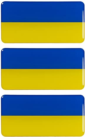 BIKE-label Ukraine 3D Aufkleber Flaggen 3 Stück je 70 x 35 mm Sticker Auto Kfz Motorrad X301400VA