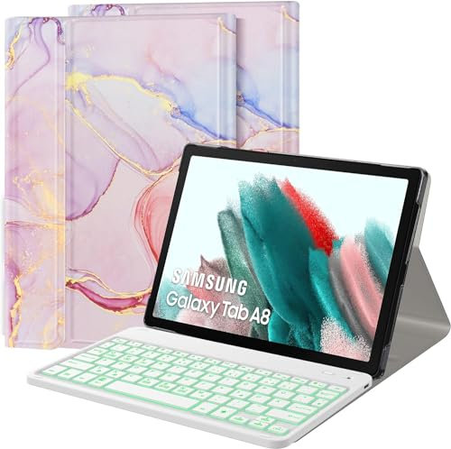 IVSOTEC Custodia Con Tastiera per Samsung Galaxy Tab A8 10.5 2021/2022 (2021/2022 SM-X200/205) Tastiera Senza Fili Staccabile, Cover Protettiva Rotazione 360° per Samsung Tab A8, Nero