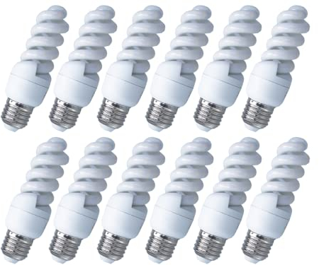 E27-Spiral-LED-Lampe, 8 W = 64 W, 720 Lumen, Durchmesser 38 mm, Länge 122 mm, Form wie Energiesparlampe CFL (12, 3000K)