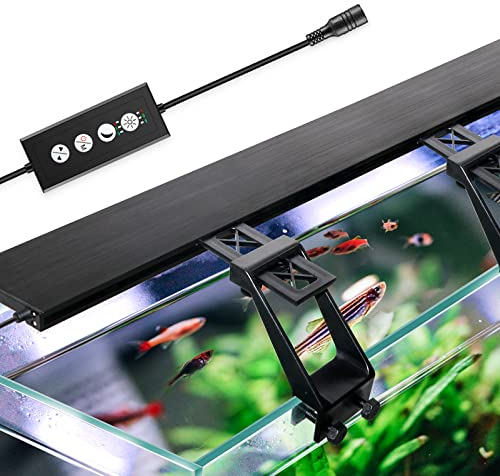Luz LED Acuario con clip, 36W 158LEDs 36-42 pulgadas Luces para acuarios Regulable Impermeable Lámpara Acuario Delgada con Temporizador