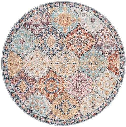 the carpet Palma - vielseitiger Indoor- & Outdoor-Teppich, modernes Design, Wohnzimmer, wetterfest & UV-beständig, langlebig und pflegeleicht, Balkon, Wintergarten, Mehrfarbig, Bunt, 120 cm Rund