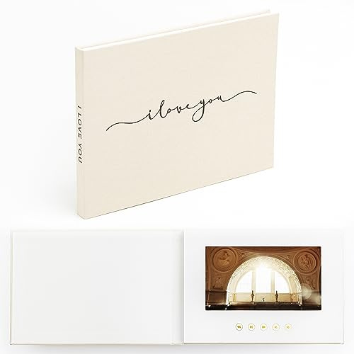 The Motion Books Leinen-Videobuch, Videoalbum, (I Love You), gebunden, bis zu 3 Stunden Video, 17,8 cm 97 Zoll) IPS-Display, 4 GB Speicher und wiederaufladbarer Akku