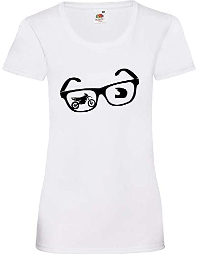 Enduro Nerd Brille Frauen Lady-Fit T-Shirt Weiß XS
