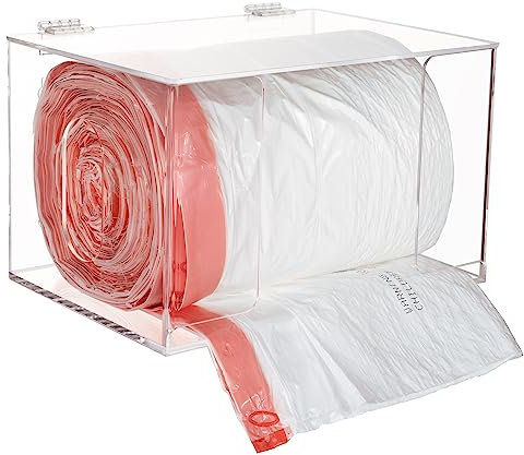 Aphbrada Extra Large Trash Bag Holder Dispenser, Wall Mount Acrylic Garbage Bag Dispenser Roll Holder Under Sink with Lid Compatible with Glad Costco Kitchen Trash Can Liner Bags Organizer, Clear