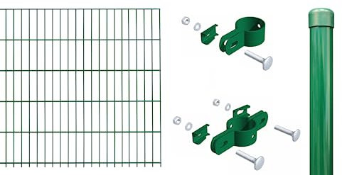 Alberts 683993 Einstab-Gittermatten-Set | Garden Typ 8/6/4 | verschiedene Längen und Höhen | grün | 2000 x 750 mm | Zaunlänge: 14 m