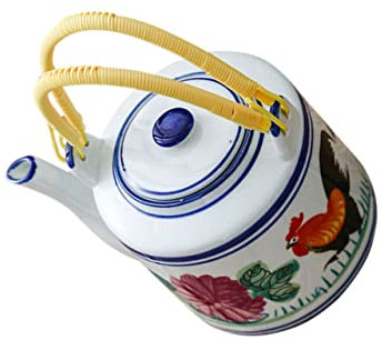 Teiera vintage Set da tè vintage Caffettiera in metallo Teiera in metallo Teiera cinese Bollitore da tè vintage Bollitore da acqua in ceramica Teiera teiera in ceramica Strumento portaoggetti in ceram