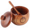 Hapivida Wood Salt Box Spice Jar, Wooden Salt Cellar with Lid and Spoon Pepper Sugar Bowl Seasoning Container Holder for Kitchen Serving