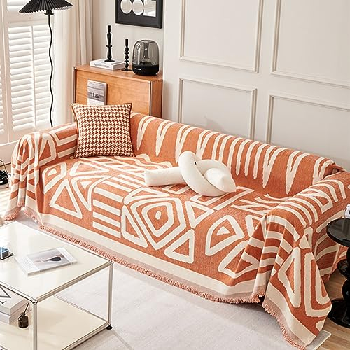 ZCXRYFL Universal Sofa üBerwüRfe 1 2 3 4-Sitzer Sofabezug L Form Eckcouch Sofa Abdeckung Weicher Chenille Bauernhausstil Sofa üBerwurfdecke FüR Katzen Hunde Rebellische(180X340cm,Orange)