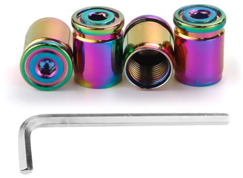Ventilkappen Set, 4 Stück Ventildeckel, Diebstahlschutz Auto-Reifen Schrader-Ventil Ventilabdeckung mit Schraubenschlüssel für Autos, Fahrräder, LKWs, Motorräder