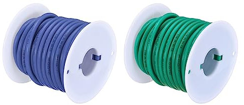 sourcing map 14AWG Elektrisch Draht 2,08mm² Batterie-Elektrokabel Leitungen 7,5m pro Rolle Litzendraht Kabel Verzinkt Kupferkabel Silikonkabel Jumper Wire für DIY Modelle Anschluss, Blau/Grün