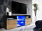 Komodee, TV-Schrank Urbino, Schwarz/Wotan, Breite 140 cm x Höhe 53 cm x Tiefe 35 cm, LED RGB, 3 Glasböden, 2 Fächern mit Türen, 2 offenen Fächern für Wohnzimmer, Schlafzimmer