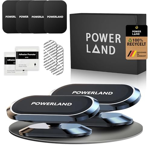 POWERLAND 2 Pack Magnetic Phone Holder for Car Dashboard [2024 Upgraded] Strong 8X N52 Magnets, One Second Put 360° Rotation Easy Access Car Phone Mount/Holder Compatible with All Smartphones