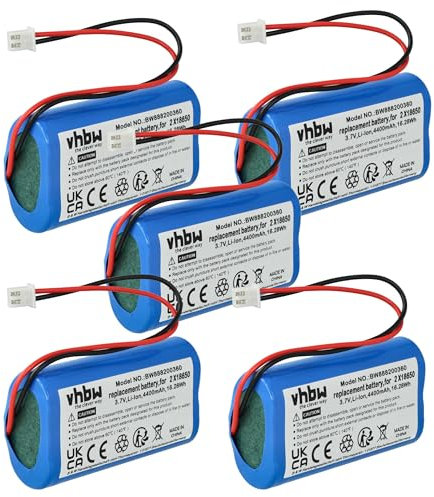 vhbw 5X Akku kompatibel mit Villeroy & Boch Neapel 2.0 96878, Neapel 2.0 96877 Tischlampe, Nachttischlampe (4400 mAh, 3,7 V, Li-Ion)