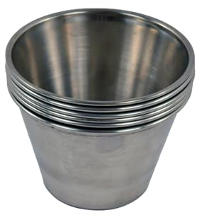 FMprofessional Set de 6 Flaneras Lisas de Acero Inoxidable, óptimas para hacer Flanes, Pudding, Natillas y Postres, 8 cm Diámetro, Aptas para Lavavajillas, 6 uds.