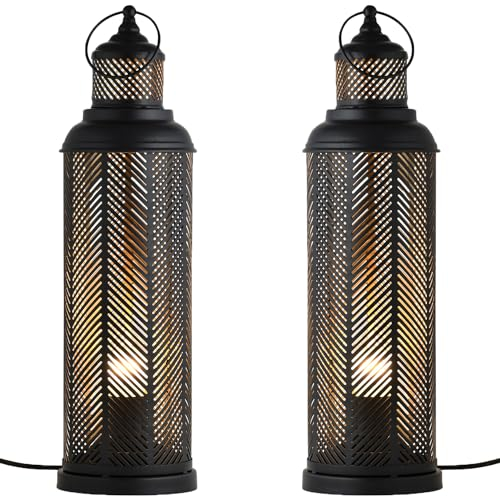 Marrakesch 2er Set Tischlampe Nachttischlampe 43cm groß | Aesthetic Deko Lampe im Wohnzimmer Schlafzimmer oder Kinderzimmer | Moderne Tischleuchte Torinos aus Metall schwarz gold E27 Lampenfassung