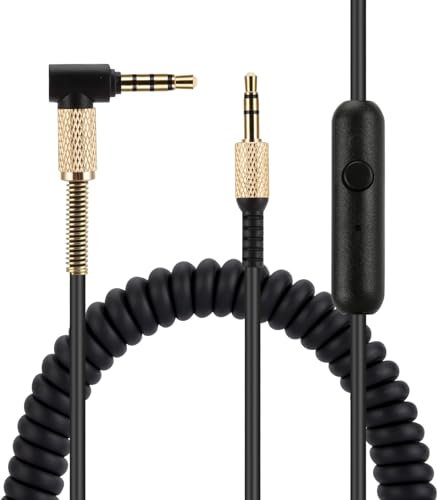 Cable de audio de repuesto para auriculares Marshall, compatible con Monitor Monitor II Major 2 II Major 3 III Major 4 IV Mid Auriculares de 3.5 mm, cable estéreo macho de 4 pies, micrófono en