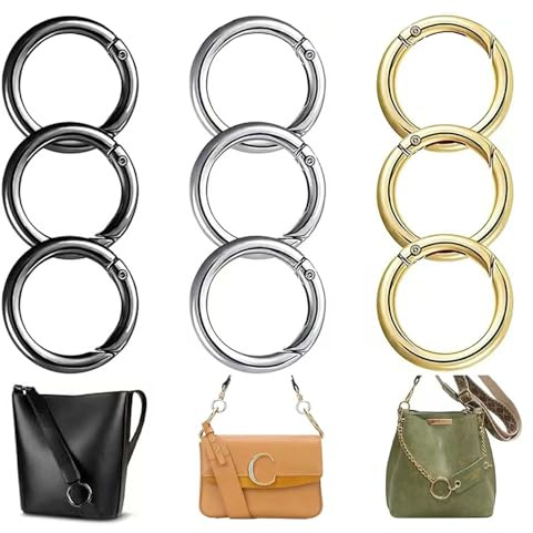 TICKLELY 9 Stück Karabinerhaken – Premium Edelstahl Karabiner Rund, Schlüsselringe, Schlüsselring Karabiner in Gold, Groß und Klein Karabinerhaken