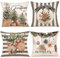 ZWJD Kissenbezug Weihnachten 50x50 4er Set Leinen Kissenbezüge Weihnachtskissen Christmas Dekokissen Kissenhüllen für Deko Weihnachten Sofa Schlafzimmer Couch Kissenbezug 50x50 cm A294