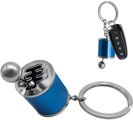 povtii Llavero de caja de cambios para automóvil, llavero de cambio de palanca de cambios de seis velocidades, llavero de caja de cambios manual, accesorios de coche (azul)