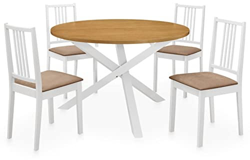 ShGaxin 5-TLG. Essgruppe, Esstisch Mit Stühlen, Tisch Mit Stühlen Set, Tisch Esszimmer, Esszimmergruppe, Tischgruppe, Esszimmer Set, MDF Weiß