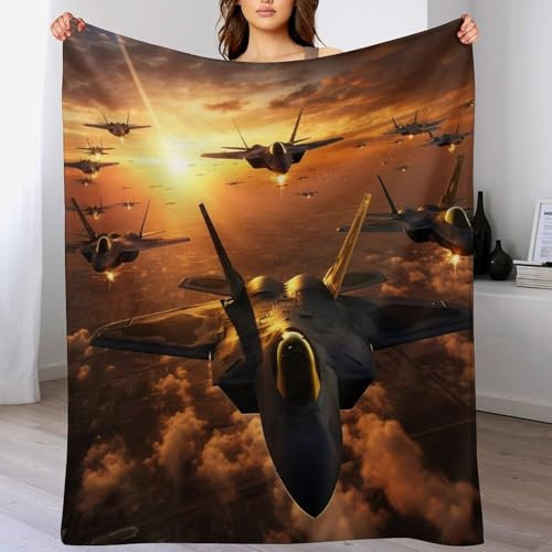 AAPZY Airplane Kämpfer Decke, Flannel Tagesdecke Couchdecke Sesseldecke Wohndecke Vier Jahreszeiten Decke Kuscheldecke Sofadecke Mit Muster, （180×200cm）