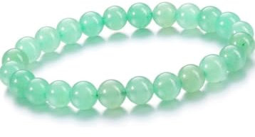 Gemstone Bracelet for Unisex - Stretch Beaded Bracelet - Healing Stone Jewelry - Lucky Charm Bracelet - Yoga Meditation Bracelet - precious stone bracelet Gift - 8mm (Natural Green Aventurine)