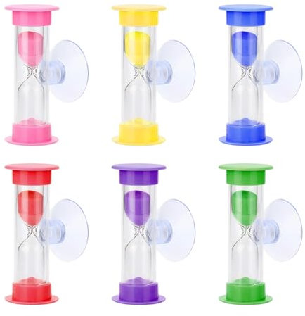 Temporizador De Reloj De Arena De 3 Minutos, Reloj De Arena Para Cepillo De Dientes Para Niños, Mini Reloj De Arena Con Ventosa, Temporizador De Plástico, 6 Uds.