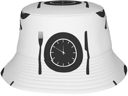 Visière d'été chapeau fourchette couteau plaque horloge adulte pare-soleil plage style imprimé casquette pliable noir, Noir , Taille unique