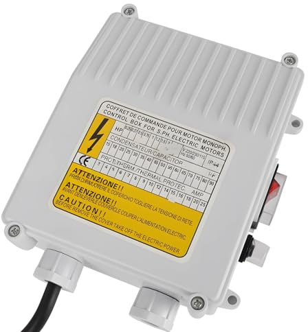 Externe Pumpensteuerbox für Tauch- und Brunnenpumpen, IP44, mit Wärmeschutz & Kondensator