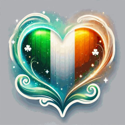 SAFIRMES 2 x Aufkleber für Auto, Motorrad, Koffer, PC, Deko, Herz, Imaginäres Design der Flagge Irland