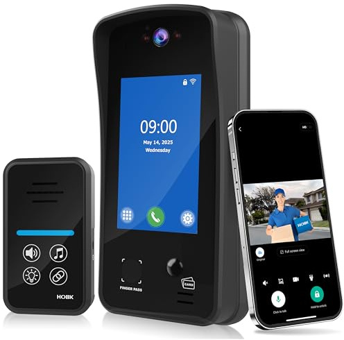 UHPPOTE Video Doorbell Intercom Night Vision Camera Access Control with Chime, Two-Way Talk, PIR Motion Detection, Support 2.4GHz WiFi Tuya