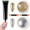 Nail Design Set, 15g 3D Gel Nail Art Und 2 Flasche Chrome Nail Powder MIT 2 Schwammstab, Gold & Silber Pigment Für Nägel, Glitzerpuder Chrome Nagelpulver, Nagel Pulver DIY Nageldesign