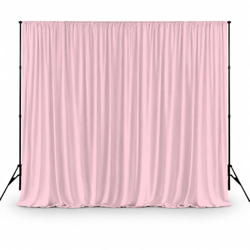 Event Decor Shop Baby Pink Spandex Backdrop Photography Background 3x3m | Soft Polyester Pleated Drapes with Rod Pocket, Washable Backdrop for Weddings, Photography, Parties, Events & Stage Decor