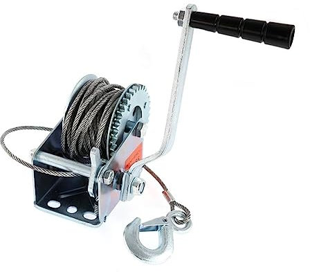 Elektrische Winde, 600/3500 lb Handwindenrolle mit 7 m schwarzem Gurtband für LKW und Anhänger, Autos, Heimwerkerbedarf, Frachtumschlag, für Garagen, Lagerhallen, Fabriken (600 lbs Drahtseil)