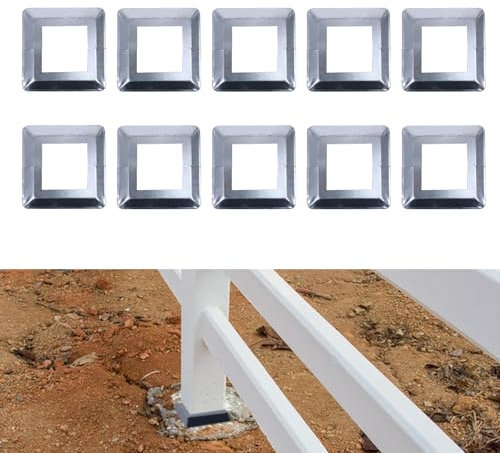Pfostenbasisabdeckung, 8x8 cm Deckpfosten-Basisabdeckungen 10 Stück Metall Quadratische Geländer-Basisabdeckung für Holzpfosten (Pfostenbasisabdeckung, 81x81mm)