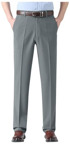 2025 Pantalon Homme Habillé- Pantalon De Travail Taille Haute Ample Large Classique Couleur Unie Costume Formel Pants avec Poches Obliques Élastique Casual D'affairestube Chic Droit Trousers