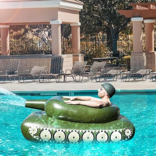 Flotador Inflable para Piscina con Tanque para Adultos Y NiñOs, Pistola de Agua con Flotadores, Balsa de NatacióN para Mayores de 6 AñOs para Fiestas En La Piscina (B-110CM)