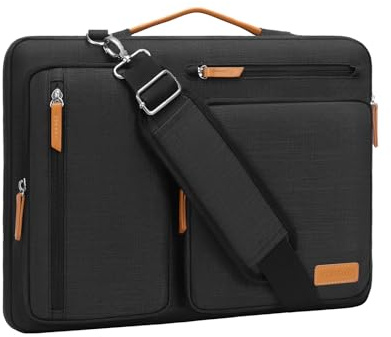 MOSISO 360° Laptoptasche 14 Zoll für 14 Zoll Laptop Notebook | Stoßfest, Wasserdicht Umhängetasche mit 4 Fächer Kompatibel mit HP Lenovo Dell ASUS Acer, Dell Latitude, Schwarz
