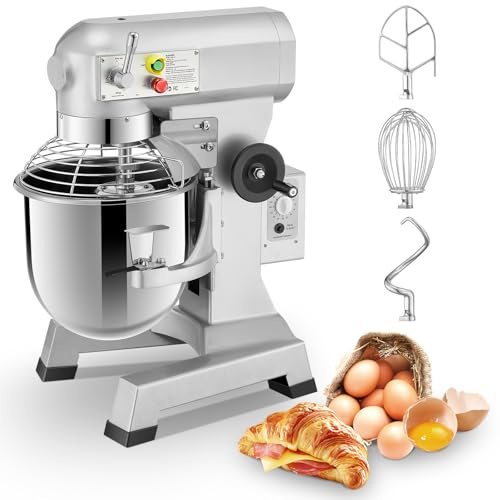 Profi Teigknetmaschine 15L mit Planetenrührwerk 600W Starkleistung (3 Stufen 135, 220, 409 U/min), inkl Edelstahl-Rührschüssel, Knethaken & Schneebesen für Bäckerei, Gastronomie & Haushalt