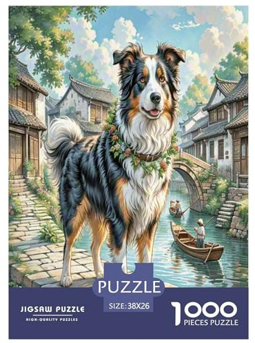 Der Border Collie Puzzle 1000-teilige Schwer Puzzle Spielzeug Pädagogisches Spiel Impossible Herausforderung Spielzeug Für Erwachsene Und Kinder in Bewährter 38x26cm/1000pcs