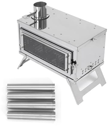 BNZCZY Holzofen Klein Campingkocher Zum Kochen Zeltofen Faltbar Holzkocher Edelstahl Holzkohlegrill Raketenofen Outdoor für Picknick Camping