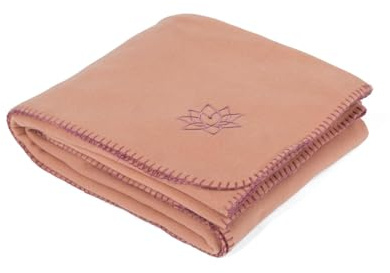 Bodhi Yogadecke ASANA Blanket | Weiche & Warme Kuscheldecke | Meditationsdecke für Shavasana | Tagesdecke aus Fleece mit Lotus-Stickerei | Sofa- & Überwurfdecke | 150 x 200 cm (Rosé)