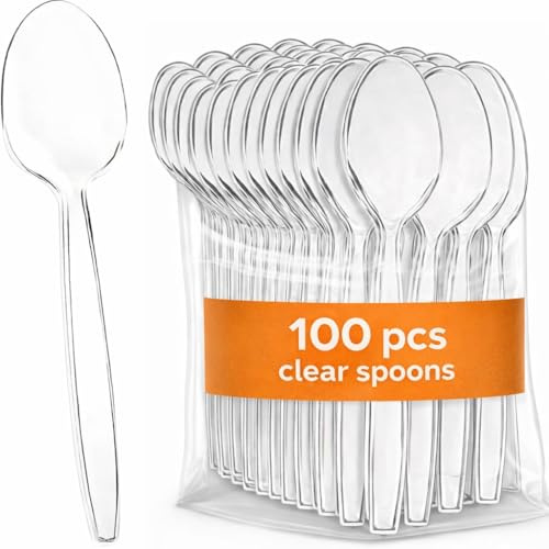 Pack of 100 Heavy Duty Washable Spoons Cutlery Tablespoon