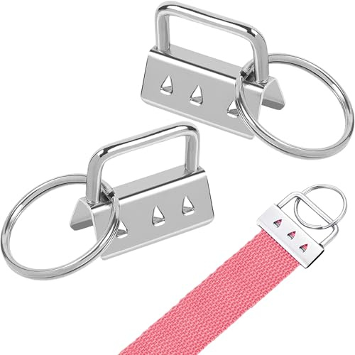 60 Stück Schlüsselband Rohlinge 27mm: Robuste Metall Endklemmen mit Schlüsselanhänger Rohling für die Herstellung von Lanyards DIY Zubehör für Bastelprojekte und Werkstatt