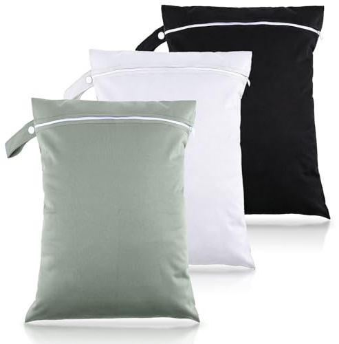 Euablfo 3 PCS Bolsa Ropa Mojada,Bolsas Ropa Impermeables,40 x 30CM Laundry Bag con Asa y Cremallera,Wet Bag para Viaje,Seca y Húmedas de Tela para Viajes,Playa,Piscina,Gym