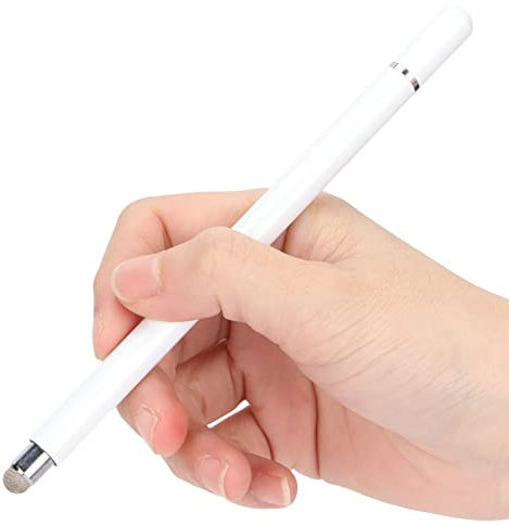 EIMSOAH Stylets, Stylet 2 en 1 pour écran Tactile en Alliage D'aluminium avec Pointe de Disque et Pointe en Fibre pour Appareils Tactiles de Tablette de Téléphone Portable (Blanche)