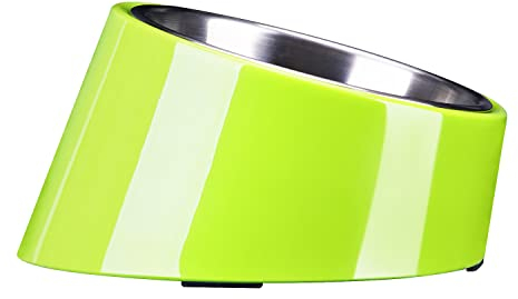 SuperDesign Mess Free 15° Slanted Bowl for Dogs and Cats, Tilted Angle Bulldog Bowl Pet Feeder, Non-Skid & Non-Spill, Easier to Reach Food M/300ml Green