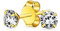 Winzige Traditionelle Echte 14 Karat Gelbgold .25CT Winzige Runde Cubic Zirkonia Solitär CZ Stecker Ohrringe Für Frauen Für Teenager